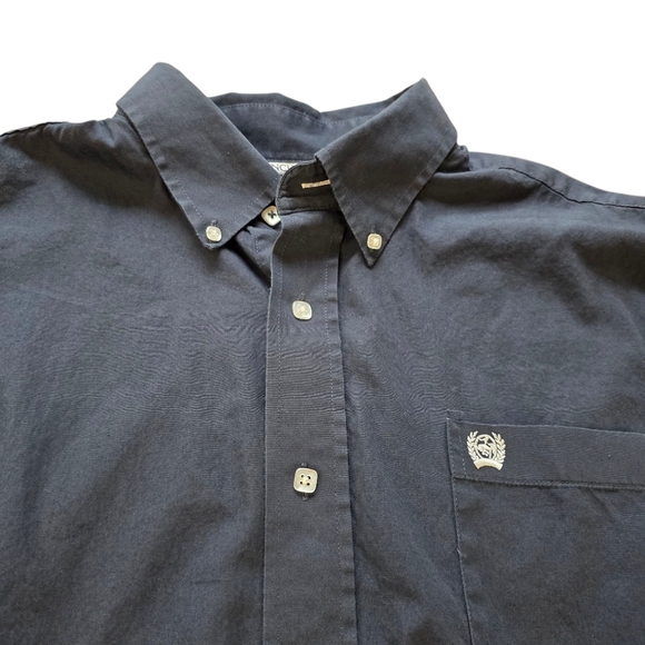 Cinch Western Button Down Shirt Men's Medium Navy Blue 100% Cotton Long Sleeve - Picture 2 of 7